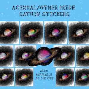 Asexual/Other // Ace Spectrum/Other Pride Saturn Stickers / Waterproof  Available