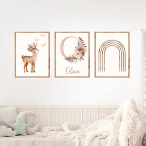 Wall Art Nursery Poster Set | Baby room decoration pictures A4 | rainbow fawn | wall art | art print | Wall decoration Baby A4 PDF