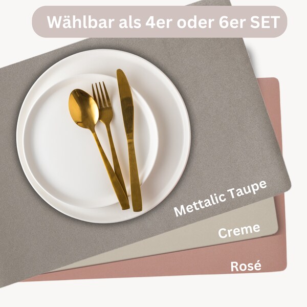 SALE! Tischset in Taupe aus Veganes Leder – Wählbar als 4er oder 6er SET – Platzmatten, Tischgedeck, Tischdeko