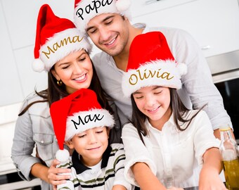 Weihnachtsmütze Kinder personalisiert | Nikolausmütze mit Name | Weihnachtsmütze für Erwachsene | Nikolausmütze | Weihnachten Dekoration