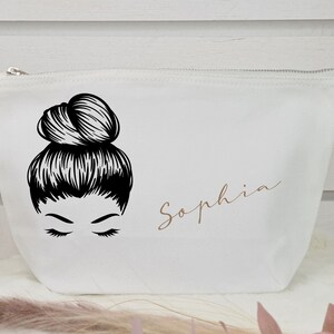 Personalized cosmetic bag with name Toiletry bag Brush bag Make-up bag Makeup Gift girlfriend. Weiß