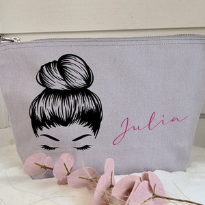 Personalized cosmetic bag with name Toiletry bag Brush bag Make-up bag Makeup Gift girlfriend. Grau