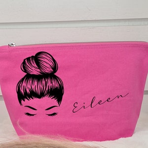 Personalized cosmetic bag with name Toiletry bag Brush bag Make-up bag Makeup Gift girlfriend. Pink