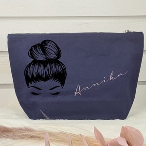 Personalized cosmetic bag with name Toiletry bag Brush bag Make-up bag Makeup Gift girlfriend. Navy