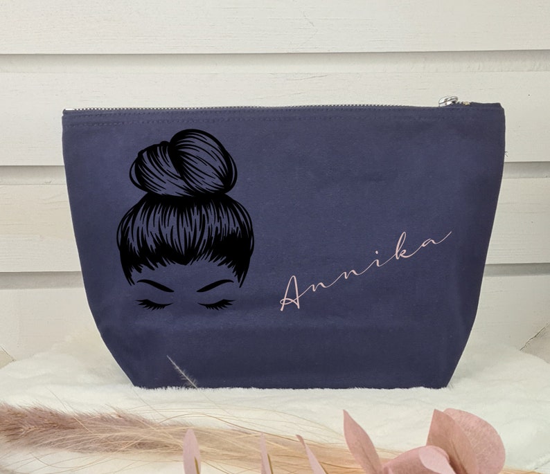 Personalisierte Kosmetiktasche mit Namen Kulturbeutel Pinseltasche Schmink-Tasche Make-Up Geschenk Freundin. Navy