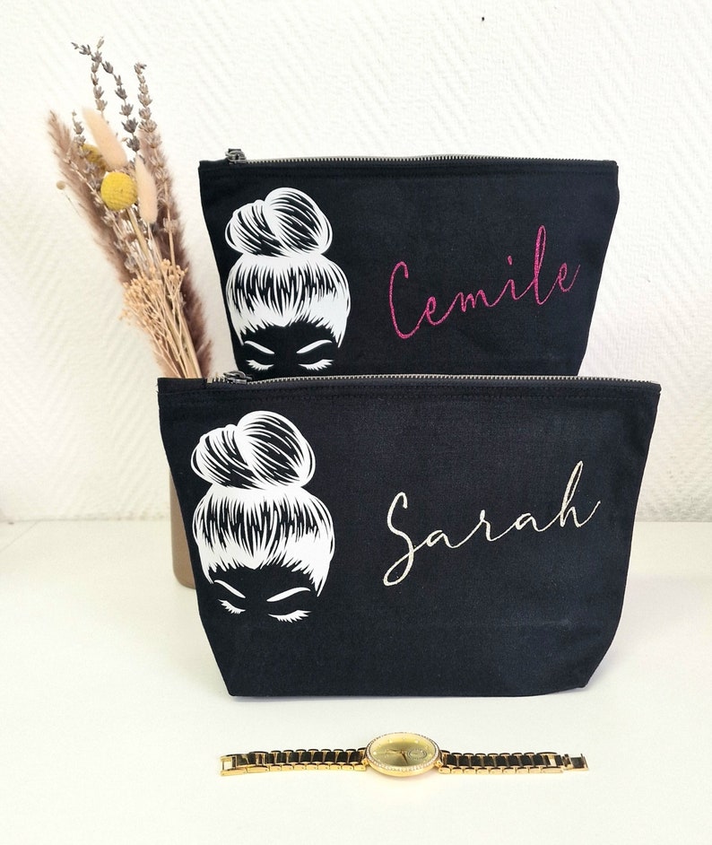 Personalized cosmetic bag with name Toiletry bag Brush bag Make-up bag Makeup Gift girlfriend. image 6