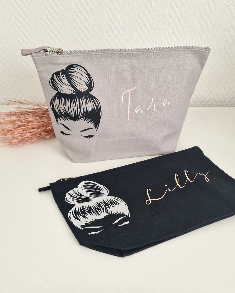 Personalized cosmetic bag with name Toiletry bag Brush bag Make-up bag Makeup Gift girlfriend. image 8