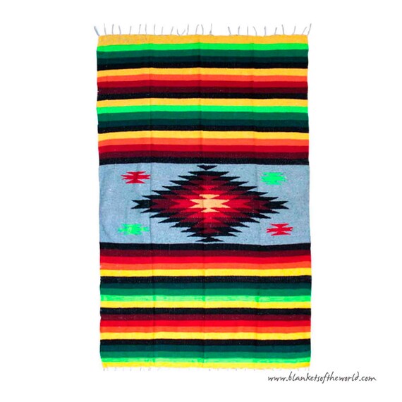 Mexican Blanket Aztec Blanket Handmade Blanket Yoga Etsy