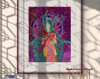 The Bloom of Undoing - Original Visionary Artwork by Alina Moraru - Mixed media on paper – one of a kind