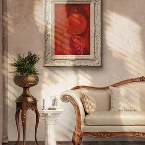 The Knight Who Learned to Listen – Original Visionary Painting on Red Paper | Jungian Shadow Art | Mythic Hero's Journey