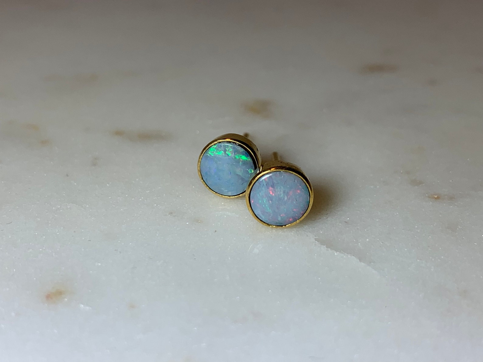 Australian Blue Opal Stud Earring Etsy