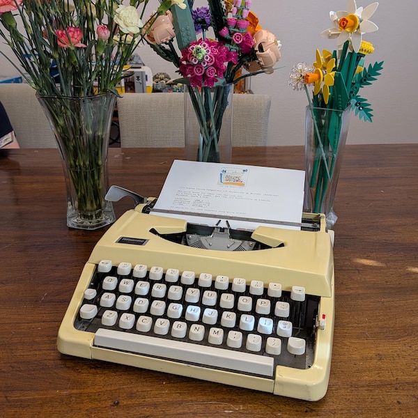 1972 Pastel Yellow Kmart Wedgefield 100 Typewriter by Brother (Serviced and Ready to Write)