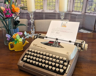 Rare 1960 Sears Tower President XII Typewriter (Serviced) Ready to Write - Cream & Chocolate - Tuxedo - Gordon Keith Typewriter Collection