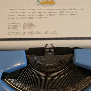 1978 Baby Blue and Cream Custom Painted Montgomery Ward 200 Typewriter by Brother Serviced and Ready to Write image 8