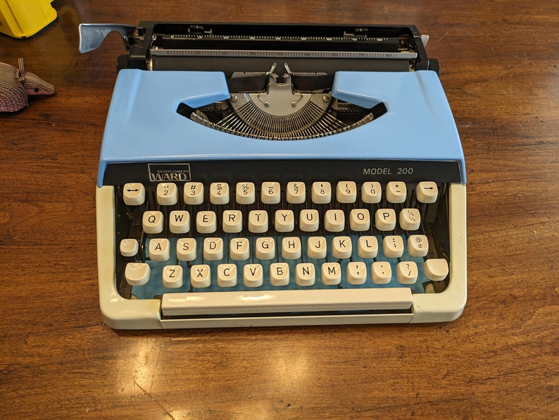 1978 Baby Blue and Cream Custom Painted Montgomery Ward 200 Typewriter by Brother Serviced and Ready to Write image 4