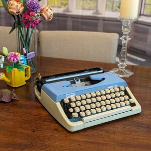 1978 Baby Blue and Cream Custom Painted Montgomery Ward 200 Typewriter by Brother Serviced and Ready to Write image 1