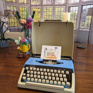 1978 Baby Blue and Cream Custom Painted Montgomery Ward 200 Typewriter by Brother Serviced and Ready to Write image 6