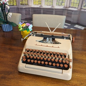 1958 Desert Sand and Brown Sears Tower President Typewriter by Smith Corona (Fully Serviced) - Ready to Write