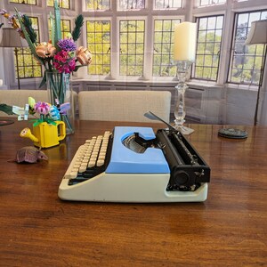 1978 Baby Blue and Cream Custom Painted Montgomery Ward 200 Typewriter by Brother Serviced and Ready to Write image 5