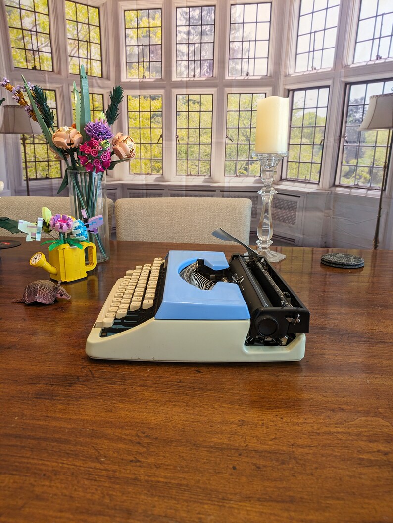 1978 Baby Blue and Cream Custom Painted Montgomery Ward 200 Typewriter by Brother Serviced and Ready to Write image 5