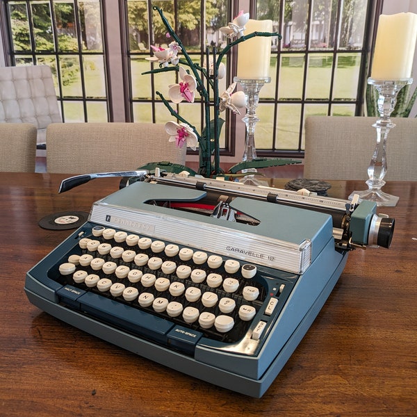 1971 Penncrest Caravelle 10 Typewriter (Serviced) - Metallic Blue and Silver