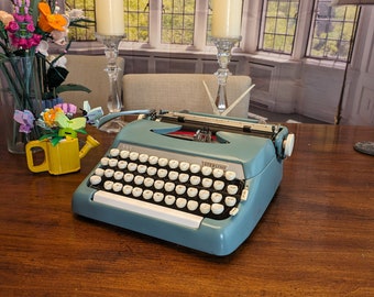 1963 Star Mist Blue Smith Corona Sterling Typewriter (Serviced) - Ready to Write - Gordon Keith Collection