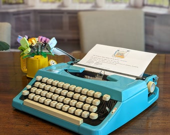 1967 Turquoise Teal Kmart Deluxe 100 Typewriter by Brother (Serviced and Ready to Write)