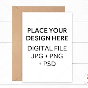 Makieta kartki z pozdrowieniami, makieta zaproszenia, makieta koperty Kraft PNG JPG PSD, makieta zdjęcia cyfrowego Psd z obiektem inteligentnym