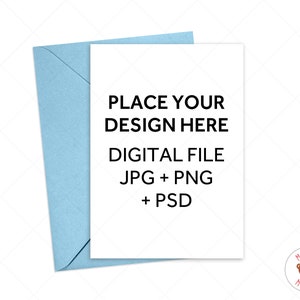 Maquette de carte de voeux, maquette d’invitation, PNG JPG PSD Blue Envelope Mockup White Background, Digital Photo Psd Mockup with Smart Object