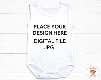 Bodysuit Mockup Photo, One Piece Mockup, White Baby Mockup Shirt, Nursery Mockup Kids, Instant Digital Download JPG Styled Stock Photo