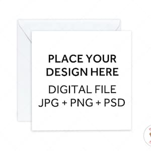 White Square Card Mockup, Uitnodiging Mockup, PNG JPG PSD Kraft Envelop Wenskaart Mockup, Digitale Foto Psd Mockup met Smart Object