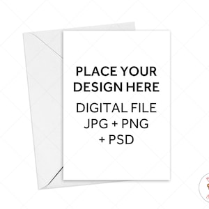 Greeting Card Mockup, Invitation Mockup, PNG JPG PSD White Envelope Mockup White Background, Digital Photo Psd Mockup with Smart Object
