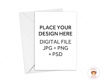 Greeting Card Mockup, Invitation Mockup, PNG JPG PSD White Envelope Mockup White Background, Digital Photo Psd Mockup with Smart Object