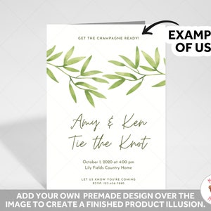 Greeting Card Mockup 5x7 Standing White Invitation Mockup JPEG PNG PSD Smart Object Mockup image 3