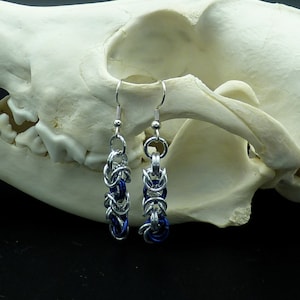 Blue and Silver Byzantine Earrings in Aluminum
