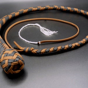 Alternating Brown and Black 3ft Nylon Snakewhip. 16 plait overlay