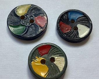 Art Deco buttons trio