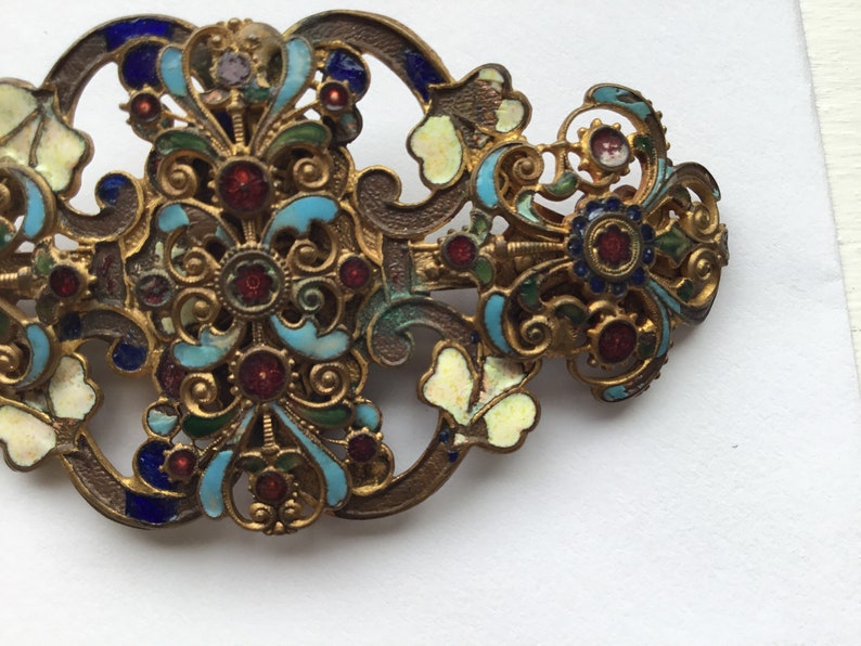 Antique art nouveau enamel buckle pendant