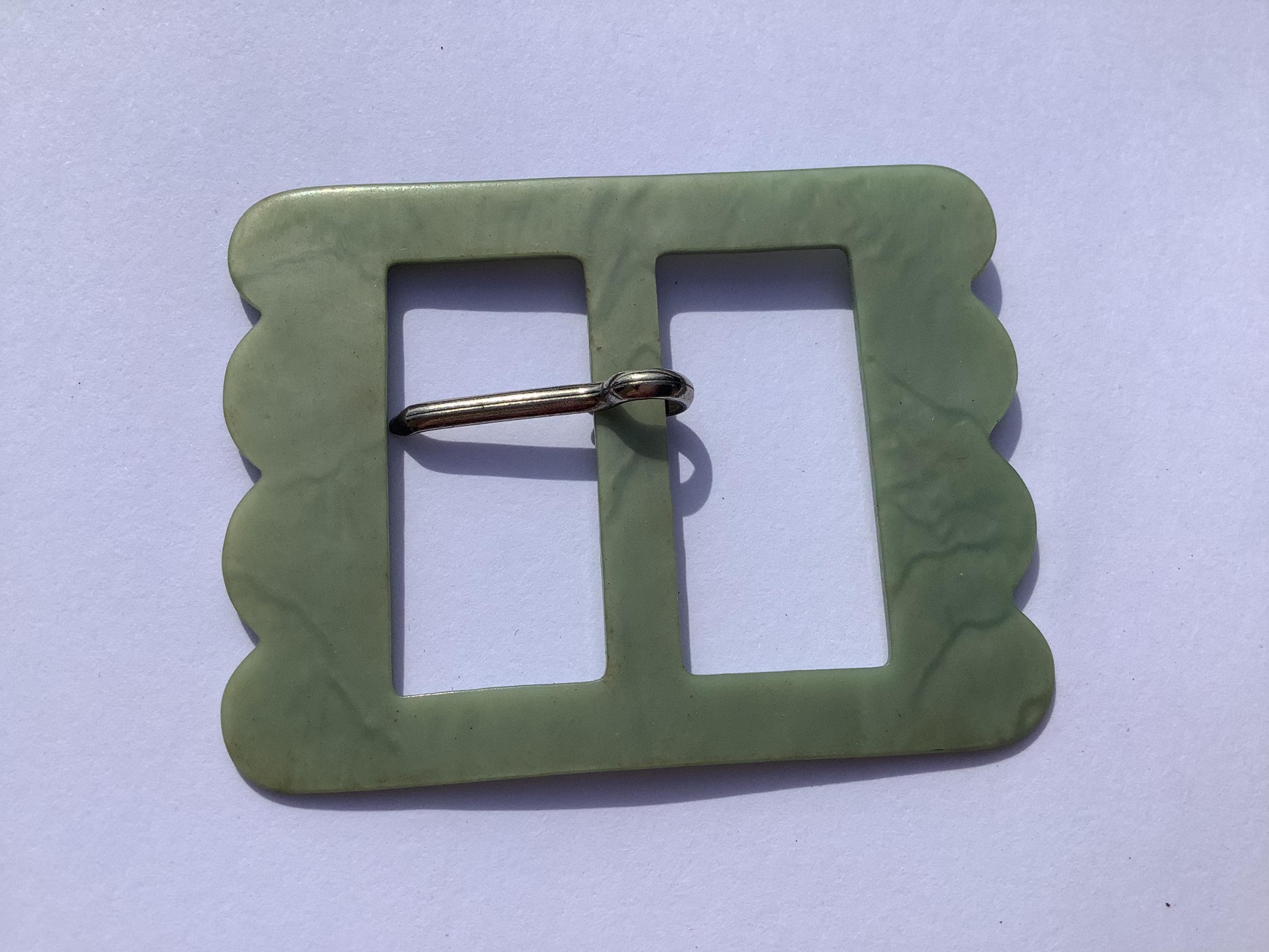 Buckle Accent, Clasp, Vintage Green Bakelite, unique, 2.5\