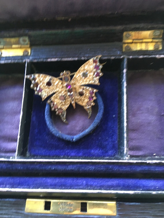 Antique Victorian Garnet Butterfly Brooch