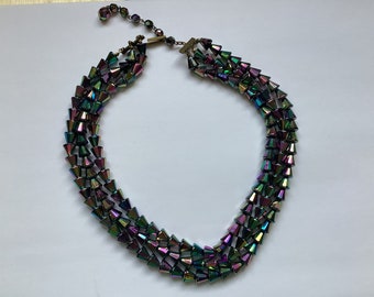 collier de carnaval autrichien vintage en forme de paon