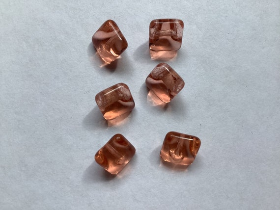 Vintage Glass Peach and Gold Swirl Buttons x 8 Vintage Glass Peach and Gold Swirl Buttons x 8