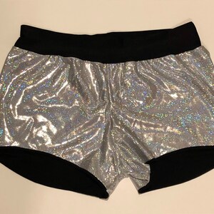 Womens Silver Performance Wide Waistband Booty Shorts / Boy Shorts 2XL
