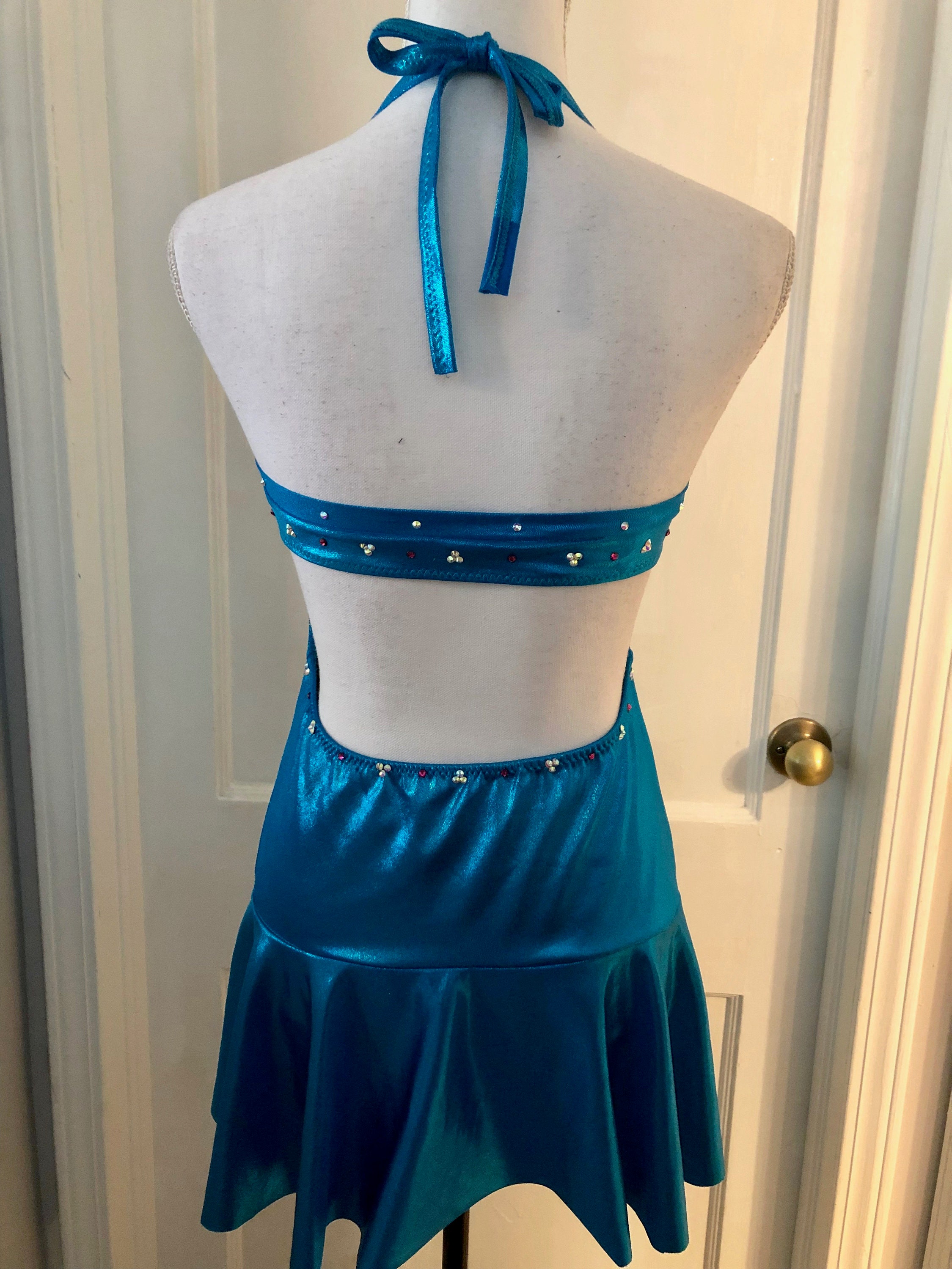 Teal / Turquoise Halter Dance Dress Costume Womens XS S Etsy.de