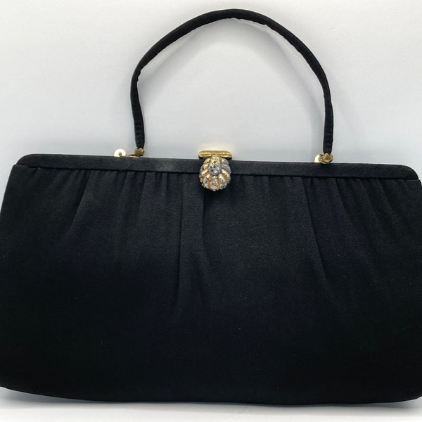 1960s Black Clutch Purse with Optional Handle