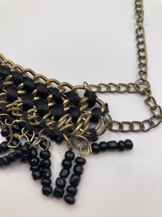 Egyptian Style Brass and Beaded Bib Necklace Boho - image 6
