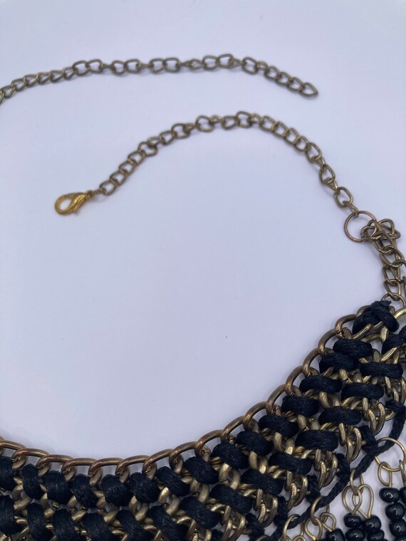 Egyptian Style Brass and Beaded Bib Necklace Boho - image 4