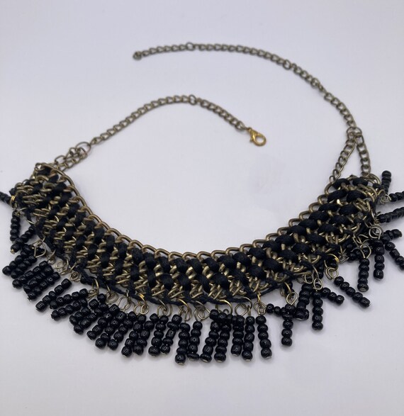 Egyptian Style Brass and Beaded Bib Necklace Boho - image 5