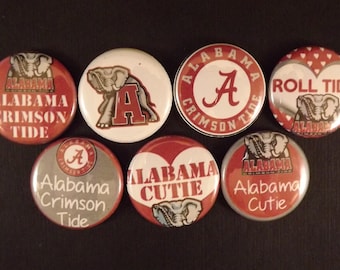 Alabama Crimson Tide Roll SEC  1 inch Buttons Set of 6 Pinback Flatback