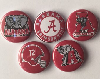 Alabama Crimson Tide Roll SEC 1 inch Buttons Set of 6 Pinback Flatback